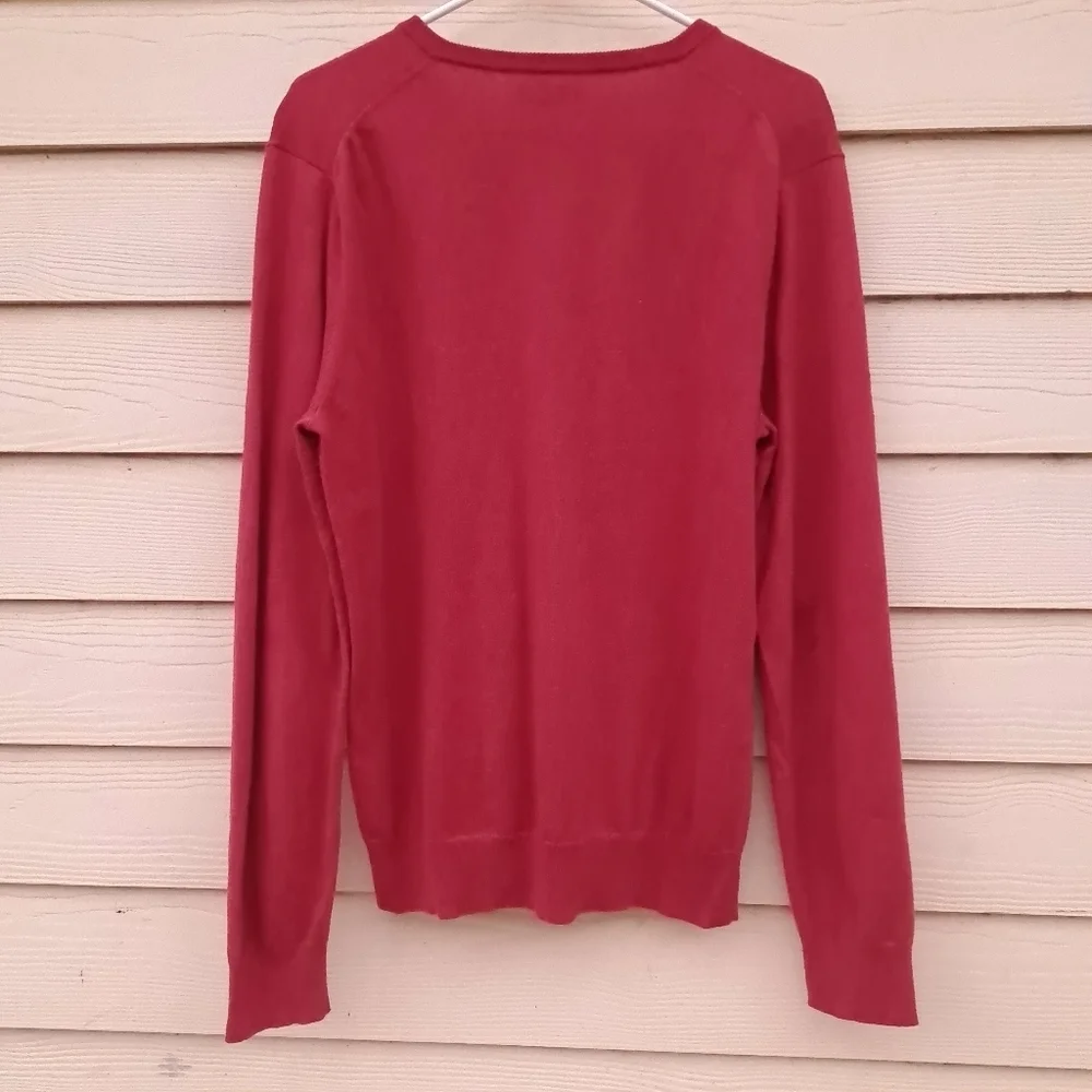 Men's J.Crew Red V-Neck‎ Long Sleeve Sweater Size Medium